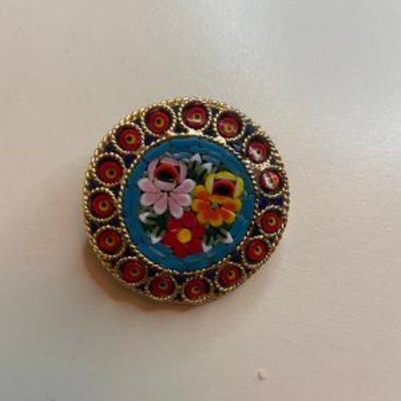 Micro Mosaic Flowers Pin - Picture 6 of 6